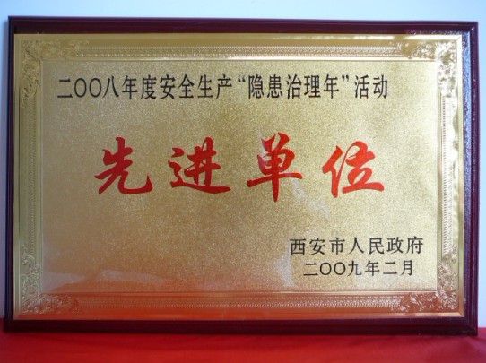 2009年2月，被西安市人民政府評為2008年度安全生產(chǎn)“隱患治理年”活動先進單位